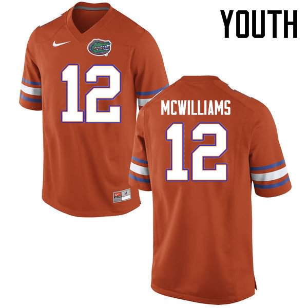 NCAA Florida Gators C.J. McWilliams Youth #12 Nike Orange Stitched Authentic College Football Jersey OKH8264OB